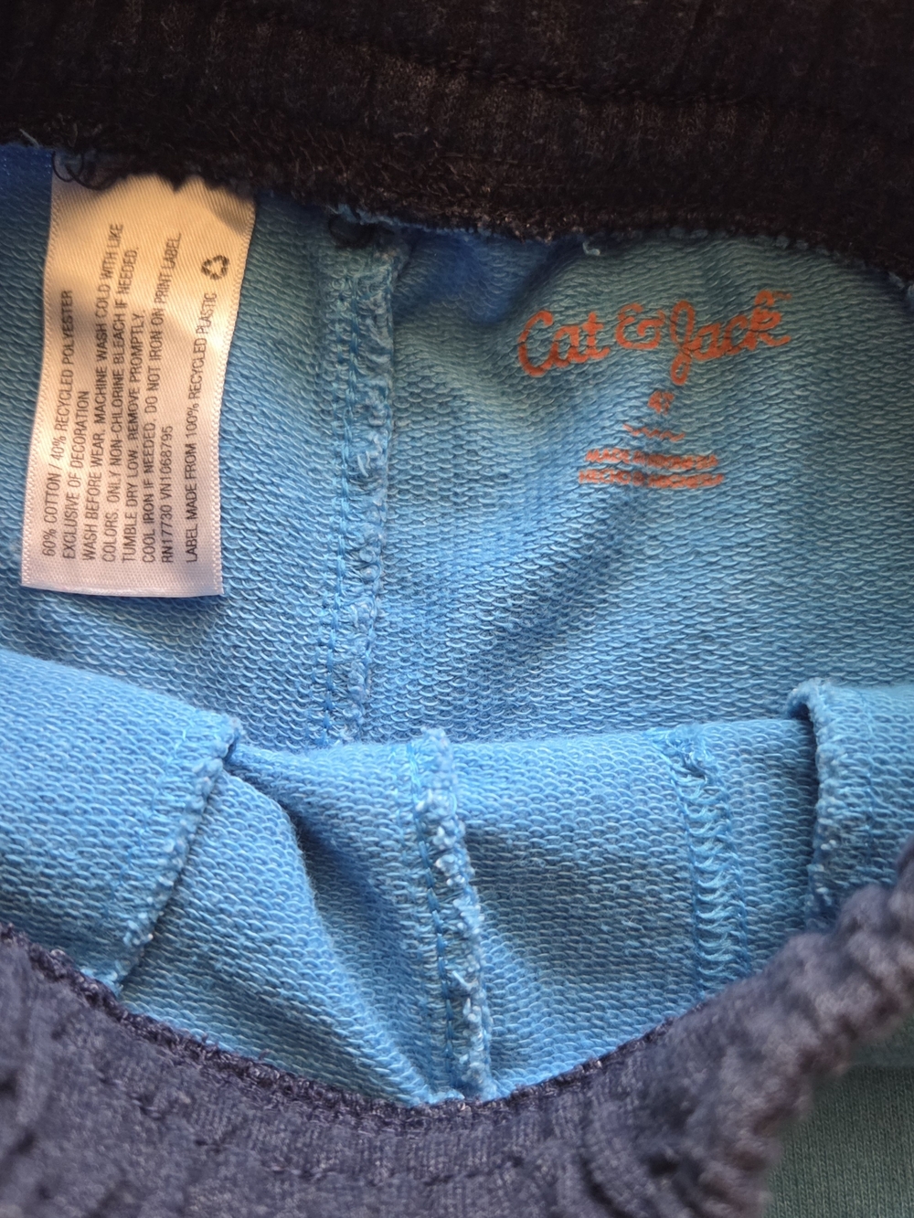 Cat & Jack Boys Blue Shorts with Navy Waistband and Yellow Drawstring Size 4T - Picture 3 of 11